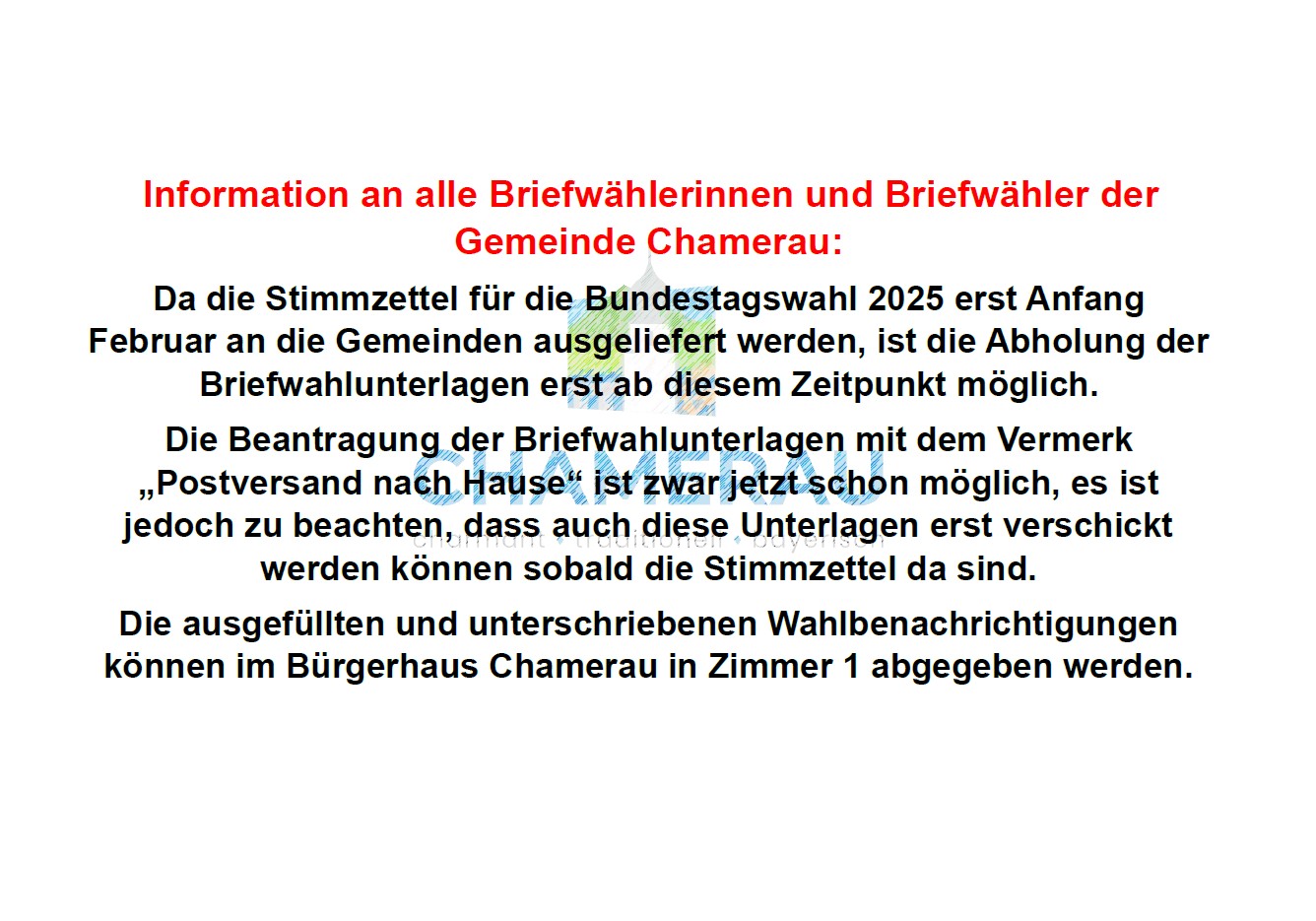 Informationen zur Briefwahl der Bundestagswahl 2025